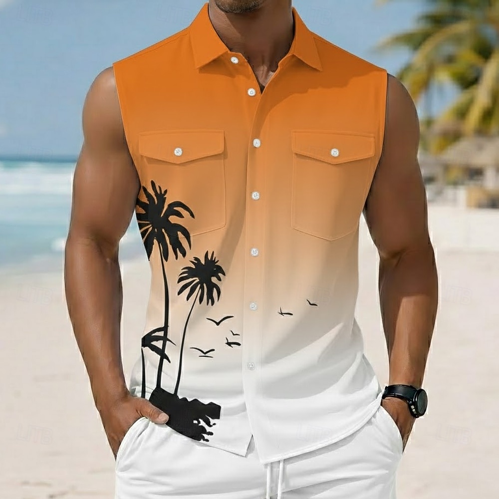 Ανδρικά Δέντρο καρύδας Χρωματική κλίση Τροπικά φυτά Πουκάμισο Χαβανέζικο πουκάμισο Πουκάμισο Aloha Αμάνικο Θέρετρο Διακοπές στην παραλία Καλοκαίρι Άνοιξη Απορρίπτω 3D 2026 - $25.99 –P5