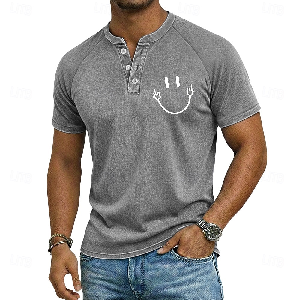 Bărbați Epocă Spălat Tricouri Henley Top Cămașă spălată Manșon scurt Epocă Casual Tulburat Casual Zilnic În aer liber Vară Primăvară Toate Sezoanele Albastru Deschis Mov Gri Henley Tricou Henley 2026 - $25.99 –P3
