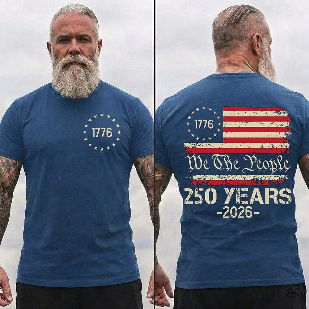 4th of July 2026 250th Memorial Day Men's 3D Print US Flag Crew Neck Short Sleeve T-Shirt Daily Street 2026 - $21.99 –P1