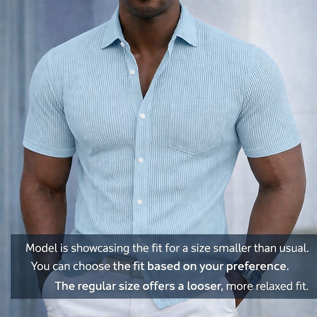 Herre Skjorte Konsistens Uformell skjorte Kordfløyel skjorte Skjorte med knapper Svart Hvit Burgunder Navyblå Militær Grønn Kortermet عادي Skjortekrage Avslappet Daglig Lomme foran Klær Elegant Mote 2026 - $26.99 –P4