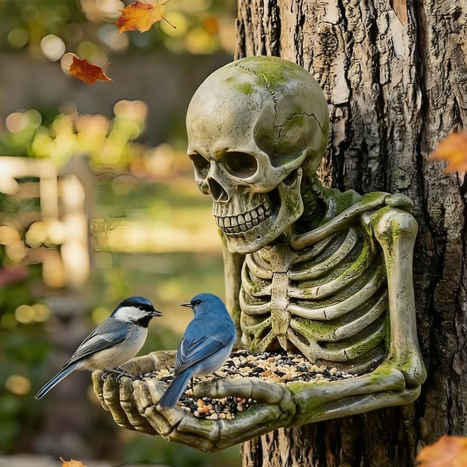 Bigfoot fuglemater, vanntett utendørs skulptur med palmeskål &skjult nøkkelhullshenger, tremontert/hengende hagedekor for fugletitting i hagen, for naturelskere 2026 - $25.99 –P7