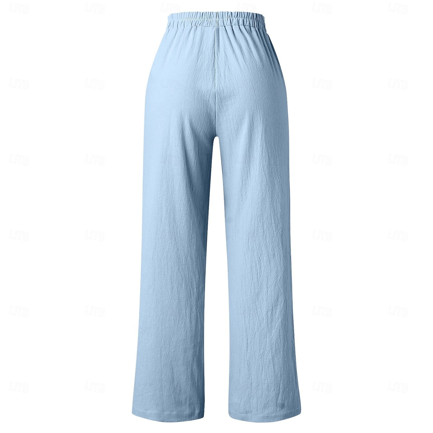 Women's Wide Leg Trousers Casual Pants Vacation Fashion Streetwear Full Length High Waist Plain Pocket Elastic Waist Comfortable Breathable Inelastic Daily Vacation Street Light Gray Dark Grey Black 2026 - $10.49 –P6