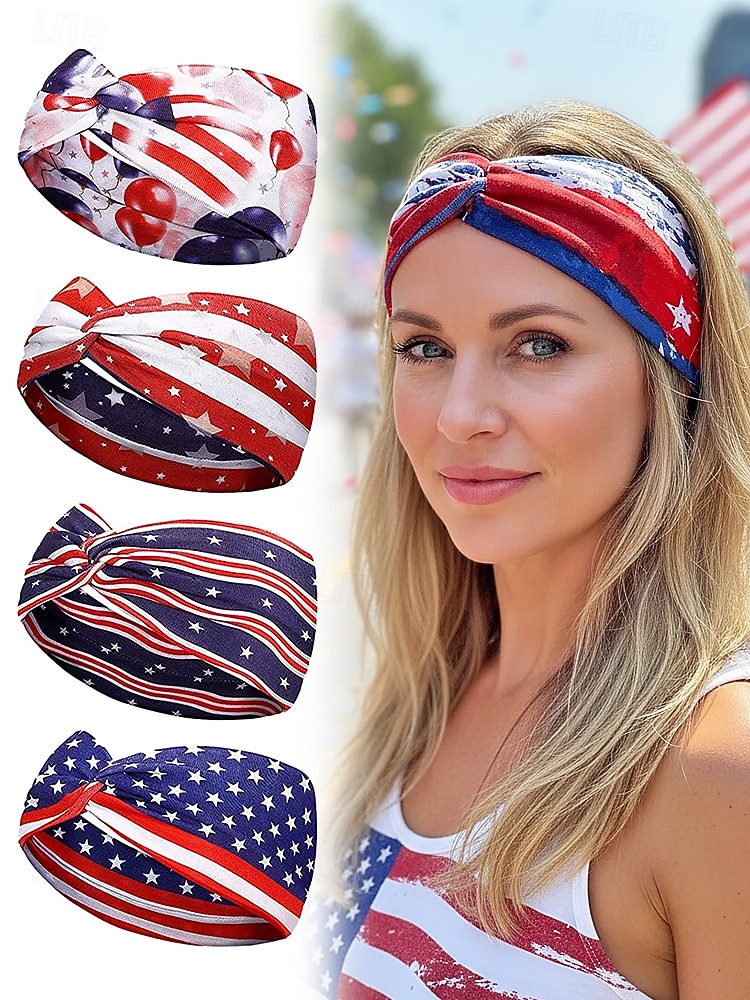 Stati Uniti 250° Anniversario Fascia per Capelli in Poliestere Patriottica da Donna Wrap per Capelli in Elastico Estensibile con Molti Stili di Bandiera USA Leggera e Confortevole Festiva per il del 2026 a $7.99 –P9