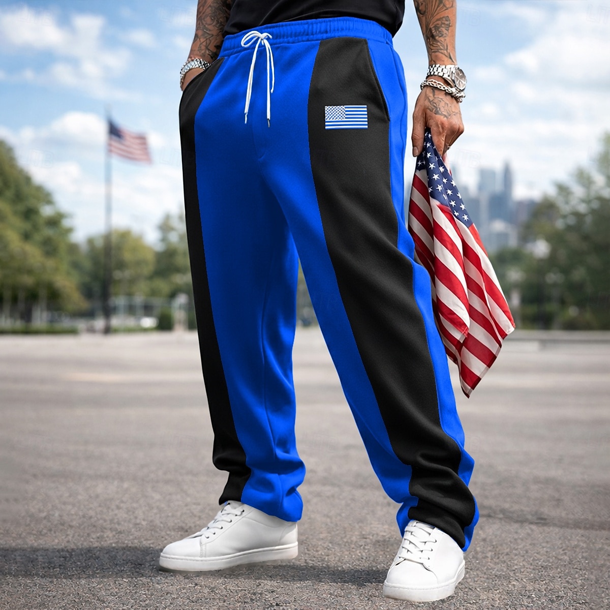 Bărbați Pantaloni Sport Pantaloni de sport cu picior drept Cordon Buzunar Talie elastică Bloc Culoare Steag Național Confort Lungime totală Casual Zilnic În aer liber Vacanță Modă Negru Roșu-aprins 2026 - $25.99 –P5