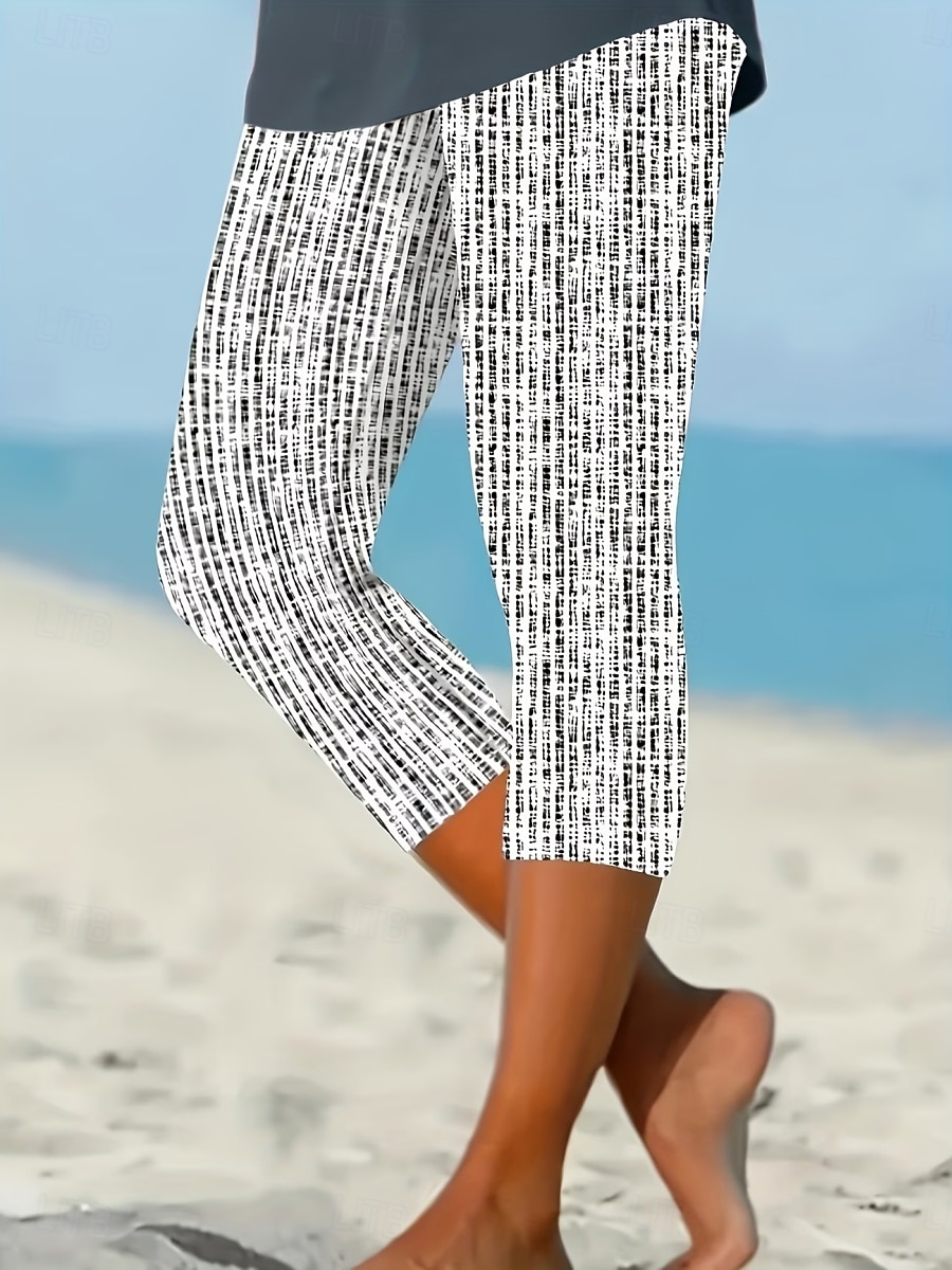 Pentru femei chinez Jambiere Îmbrăcăminte de lounge Vacanță Epocă Șic Stradă Capris Talie Înaltă Grafic Geometric Imprimare Confort Απαλό Comfortabil Strech Zilnic În aer liber Vacanță Gri Var 2026 - $19.99 –P1