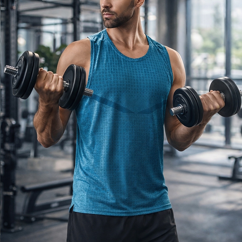 Herren Einfarbig Lauf-T-Shirt Kompressionsshirt Sportshirt Sporttop Sommer Ärmellos Schnelltrocknend Feuchtigkeitsableitend Atmungsaktiv Fitnesstraining Gehen Joggen Blau Schwarz Weiß Sportbekleidung 2026 - $18.99 –P6