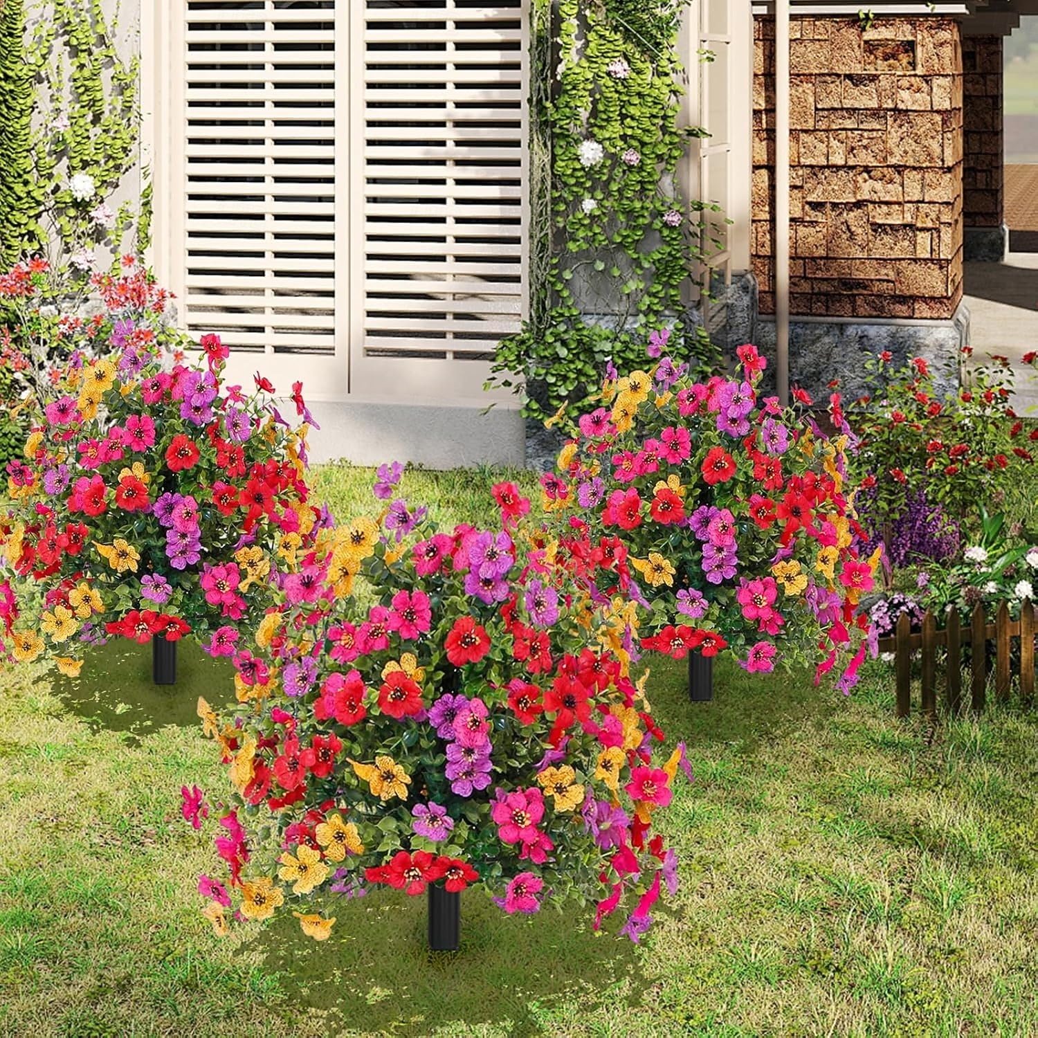 Estaca de flor artificial de 60 cm para decoração externa, topiaria de buxo violeta, árvores multicoloridas para jardim e gramado, feita de plástico resistente que não desbota, ideal para todas as estações. de 2026 por $25.99 –P7