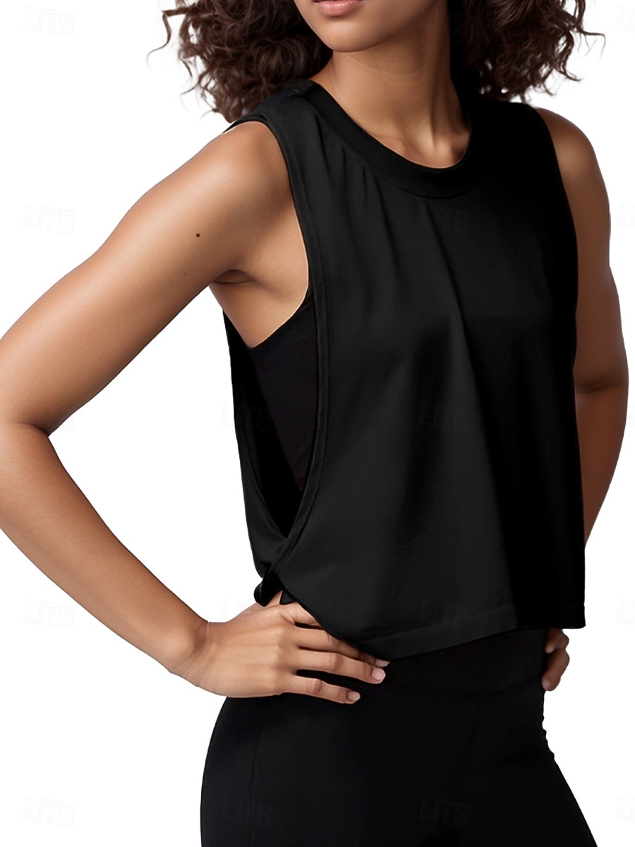 Dames Blouse Uitgesneden Effen Actief Casual Mouwloos Strakke ronde hals Normale tops Dagelijks Feestdagen Uitgaan blauw Zwart Wit Oranje Zomer Lente 2026 - $15.99 –P18