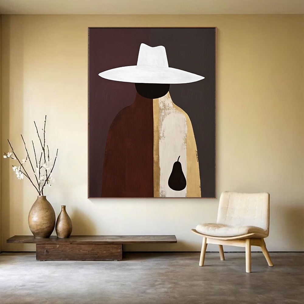 handmade Elegant Minimalist Man and Woman with Hat Modern Figure Abstract Oil Painting For Dining Room Wall Art Decor Gift 2026 - $102.99 –P3