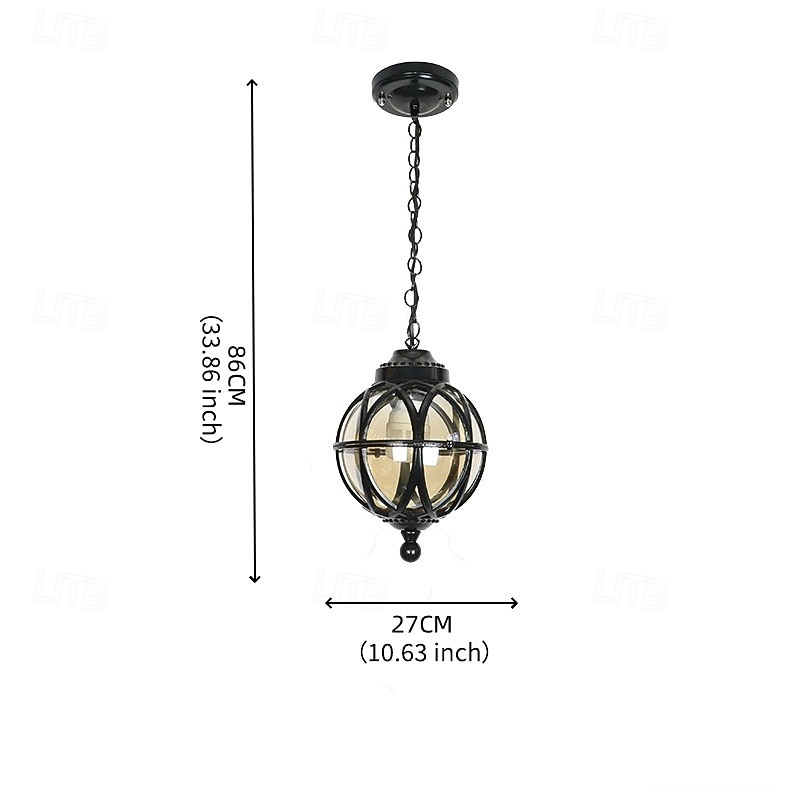 Lampes suspendues d'extérieur, lampe suspendue extérieure, lustre en métal noir étanche pour porche avec globe en verre transparent dans un cadre en cage de fer, lanterne extérieure pour entrée, de 2026 ? $115.99 –P6