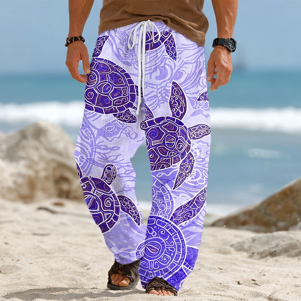 Ανδρικά Χελώνες Θαλάσσια πλάσματα Παντελόνια Casual παντελόνι Φαρδύ παντελόνι Μεσαία Μέση Χαβανέζα ΕΞΩΤΕΡΙΚΟΥ ΧΩΡΟΥ Διακοπές Ρούχα παραλίας Ελαστική μέση με κορδόνι Παντελόνι σε σχήμα λινού με τσέπες 2026 - $27.99 –P3