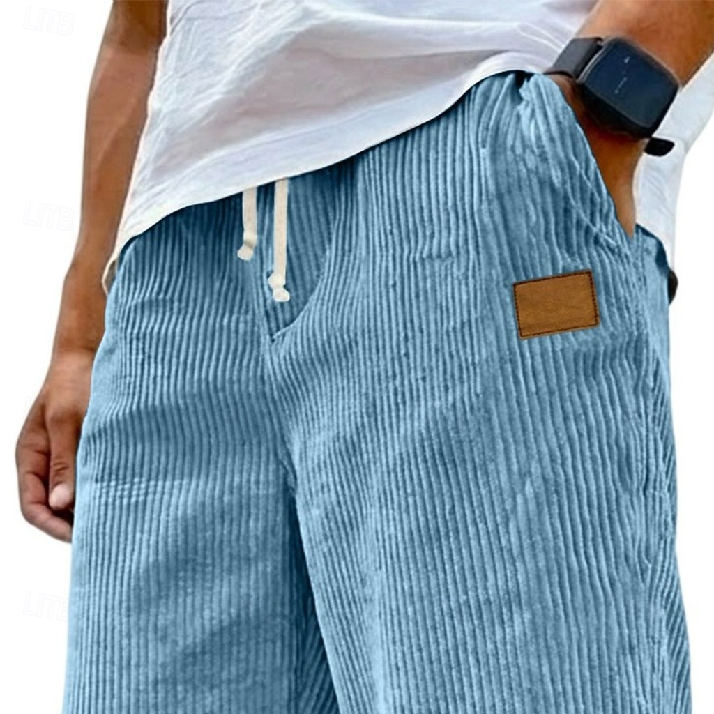 Homme Pantalon en velours côtelé Pantalon décontracté Cordon de serrage Jambe Droite Couleur Unie Confort Longueur complète Occasionnel Quotidien Extérieur Vacances Mode Bleu Noir Non Elastique de 2026 ? $24.99 –P2