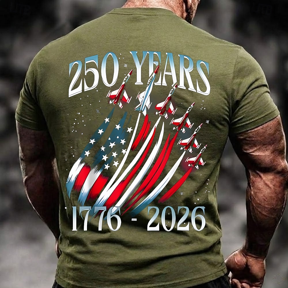 4 luglio 2026 250° Giorno della Memoria Maglietta a Manica Corta con Stampa 3D Bandiera USA per Uomini Quotidiano del 2026 a $21.99 –P3
