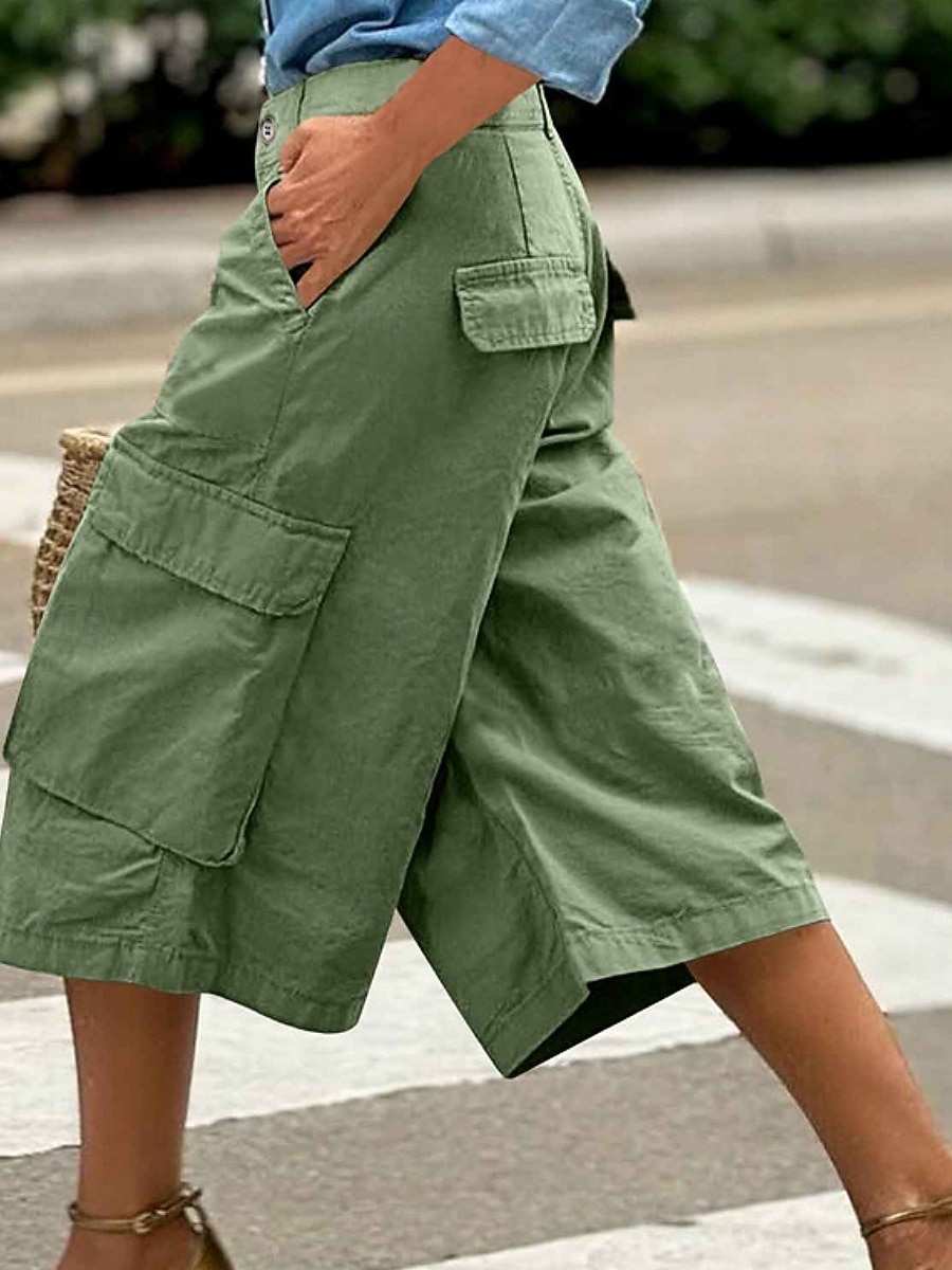 Femmes Bermuda Shorts Capri Pantalon capri Shorts cargo Mode Streetwear Basique Longueur mollet Taille haute Uni Multi-poches Respirabilité Confortable Non Elastique Quotidien Vacances Rue Rouge de 2026 ? $35.99 –P11