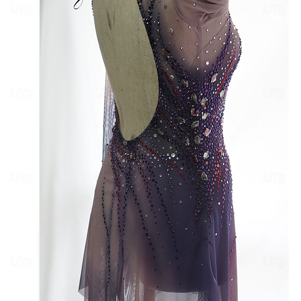 Abito da pattinaggio artistico Per donna Pattinaggio sul ghiaccio Vestito Viola scuro Patchwork Foro per il pollice Alta elasticità Allenamento Competizione Vestiti da pattinaggio sul ghiaccio del 2026 a $331.19 –P5