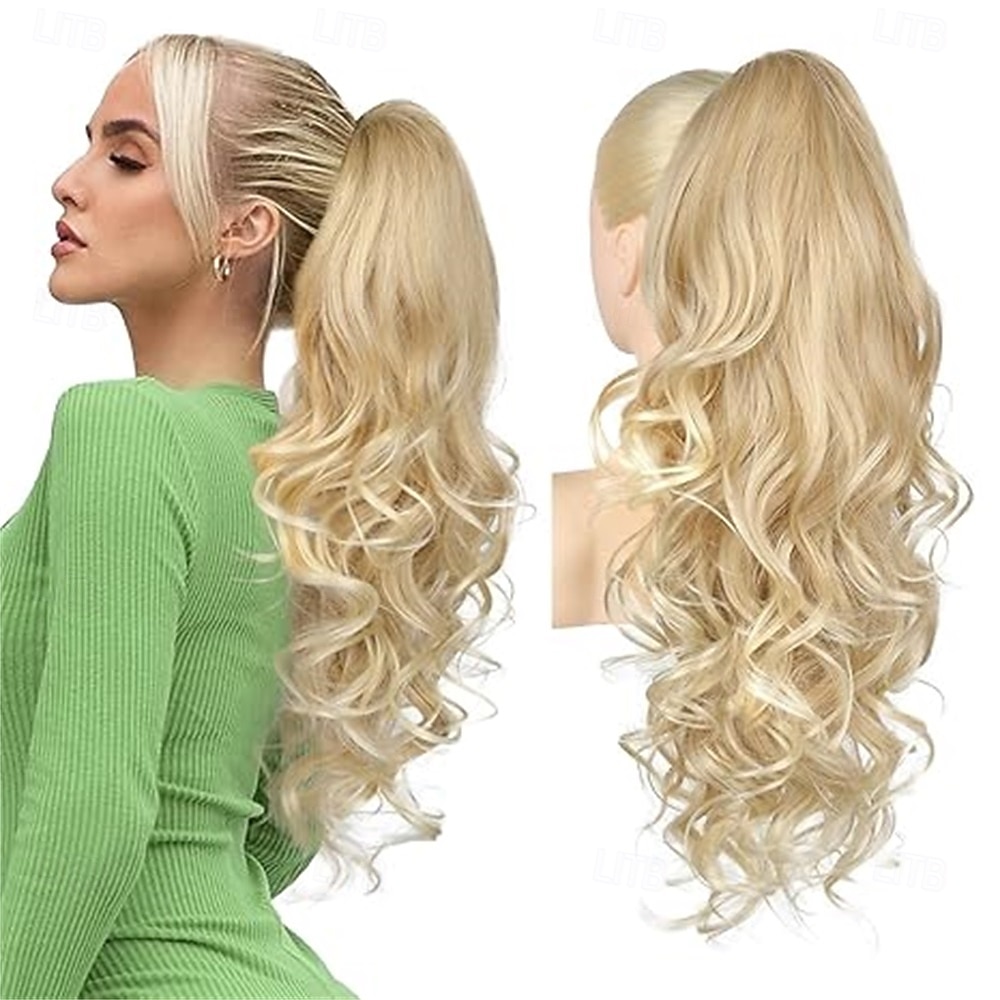 poninhäntäpidennys, 26 tuuman kiristysnyörillä varustettu poninhäntäpidennys, pitkät kiharat, laineikkaat poninhännät, synteettiset klipsillä varustetut poninhäntäpidennykset naisille, tumman 2026 - $22.99 –P3