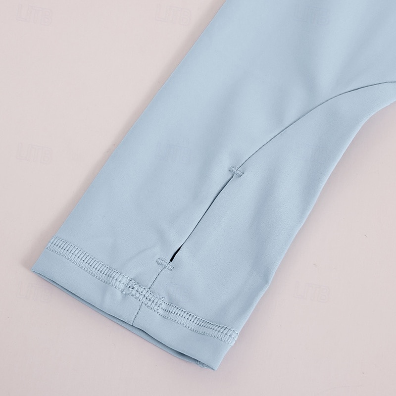 Dam Solid färg Joggingjacka Utomhusjacka Sportjacka Sommar Vår Höst Blixtlås i fullängd Smal Långärmad Snabb tork Lättvikt Elastisk Andningsfunktion Gym Löpning Träning Blå Rodnande Rosa Purpur 2026 - $23.99 –P10