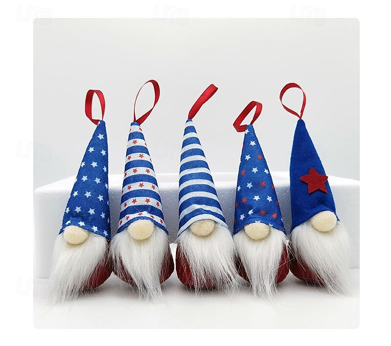 Confezione da 10 piccoli ciondoli per il giorno dell'indipendenza negli Stati Uniti: ciondolo a forma di bambola di peluche nana a forma di stella a cinque punte, decorazione per il festival di Rudolf del 2026 a $19.99 –P2