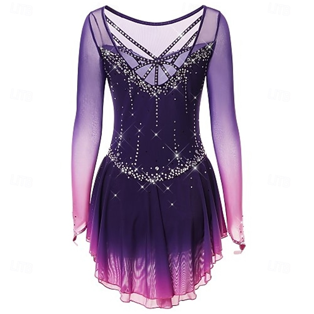 Vestido de patinaje artístico Chica Patinaje Sobre Hielo Vestidos Negro Blanco Amarillo Retazos Costura asimétrica Elástico Entrenamiento Competición Ropa de Patinaje Clásico Cristal / Strass Manga 2026 - $241.49 –P17