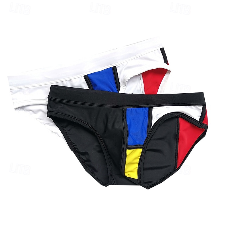 Homens Shorts de Natação Calção Justo de Natação Sunga de Natação Bloqueio de cores Secagem Rápida Esticar Respirável Calças Surfe Esportes Aquáticos Natação Verão de 2026 por $13.99 –P11