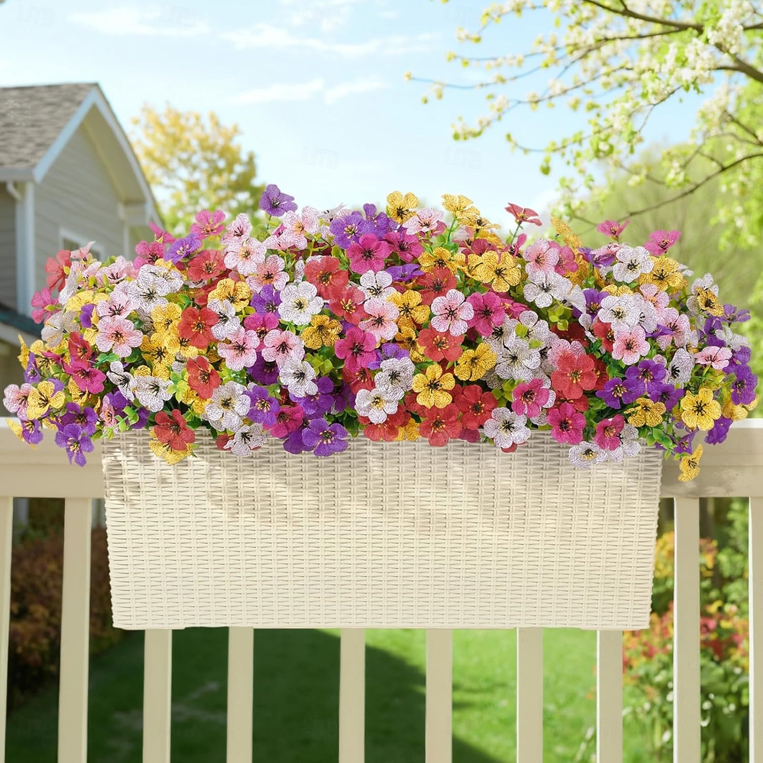 24 de pachete de flori artificiale pentru interior și exterior, flori artificiale din plastic mixte, 6 culori, margarete cu frunze de eucalipt pentru decor de grădină, verandă, jardinieră 2026 - $39.99 –P8