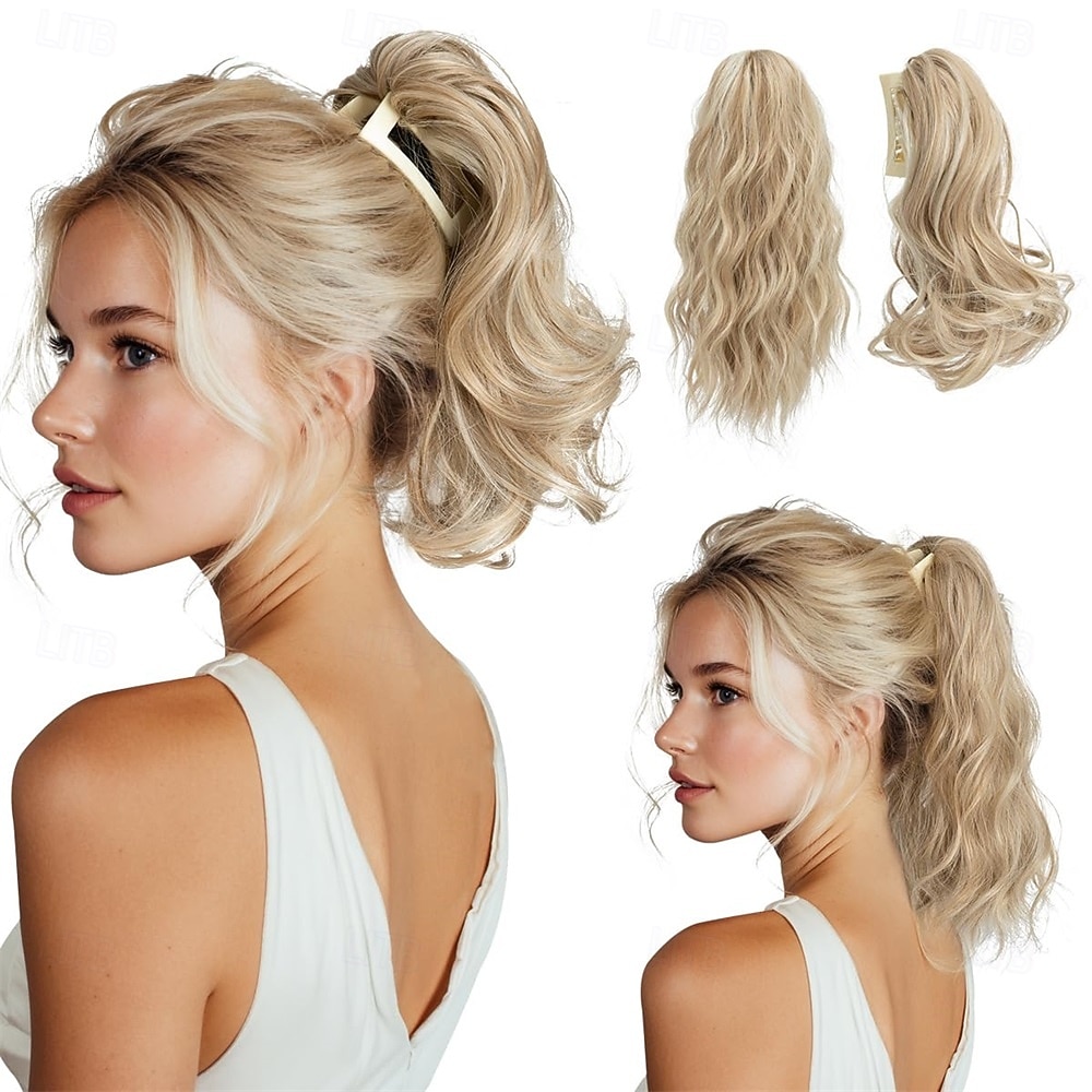 2 PCS Ponytail Extensions Claw Clip Short Pony Tails Wavy Curly Synthetic Hairpieces for Women 12 Inch 14Inch Set 2026 - $33.99 –P1