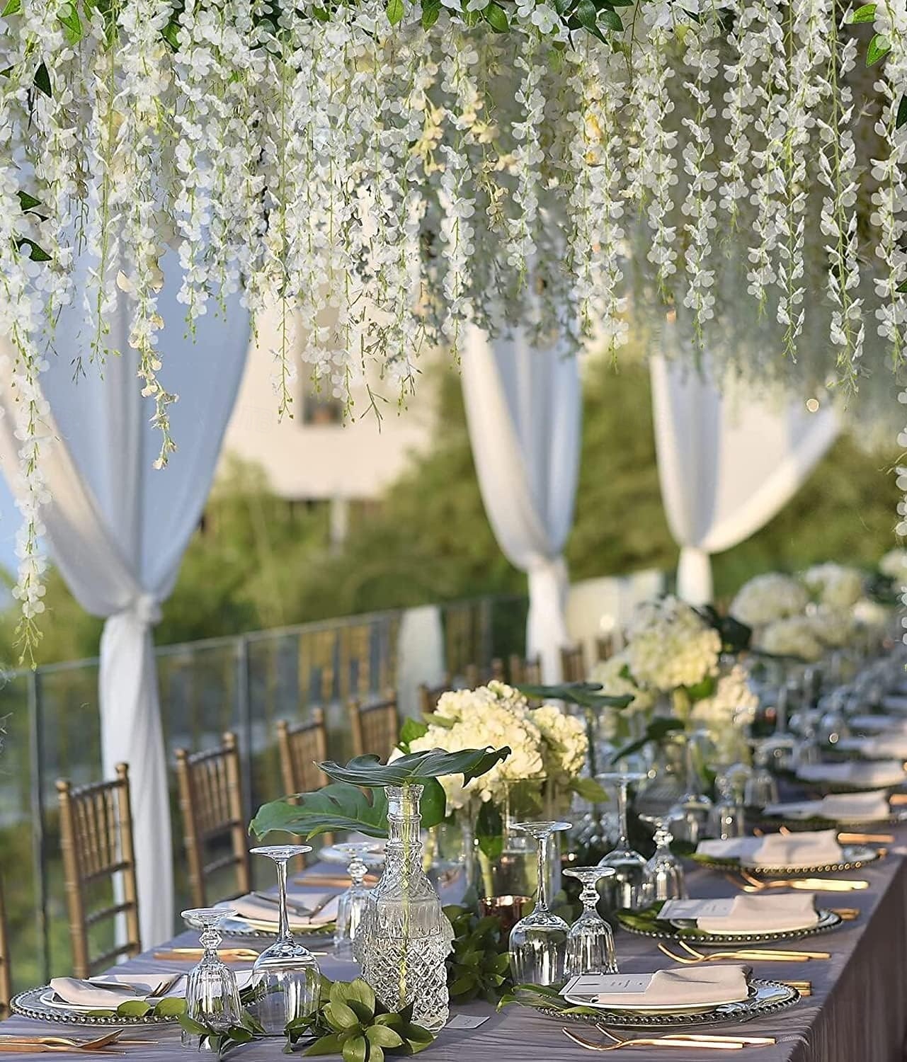 12 flores artificiales de glicina de 1,1 m/pieza, blancas, densas, artificiales, de ratán, guirnalda colgante de flores de seda, decoración para fiestas en casa o bodas. 2026 - $15.99 –P7