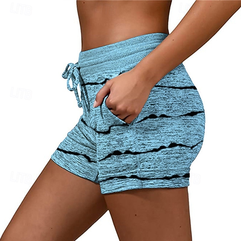 Damen Jogginghose Chinos Shorts Urlaub Mode Streetwear Kurz Hohe Taille Gestreift Elastischer Bund Drucken Bequem Komfort Weich Dehnbar Outdoor Urlaub Straße Blau Hellgrau Königliches Blau Purpur 2026 - $16.99 –P8
