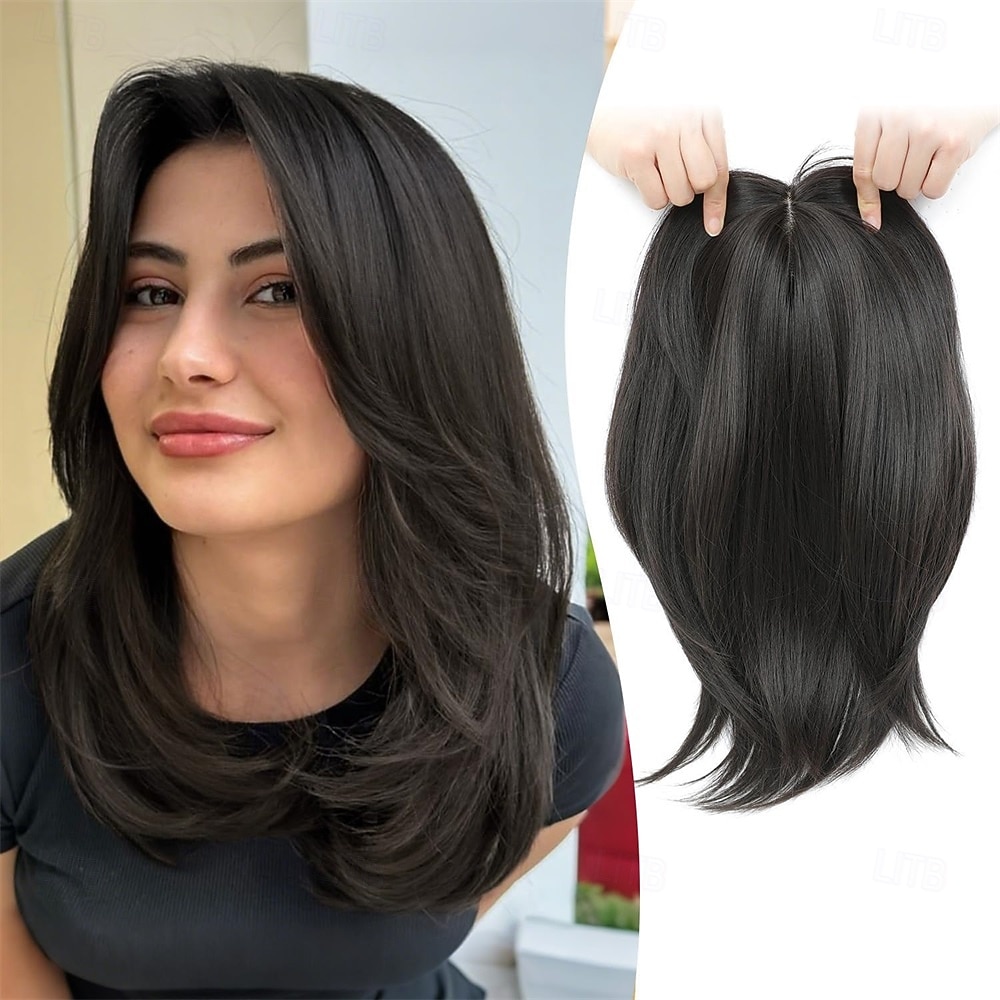 30 cm:n hiuslisäke oheneville hiuksille, 16,5 x 16,5 cm:n paksu pohjallinen synteettinen päällinen otsatukalla, kuituperunat naisten hiuslisäkkeisiin päivittäiseen käyttöön, töihin, juhlaan, 2026 - $26.99 –P1