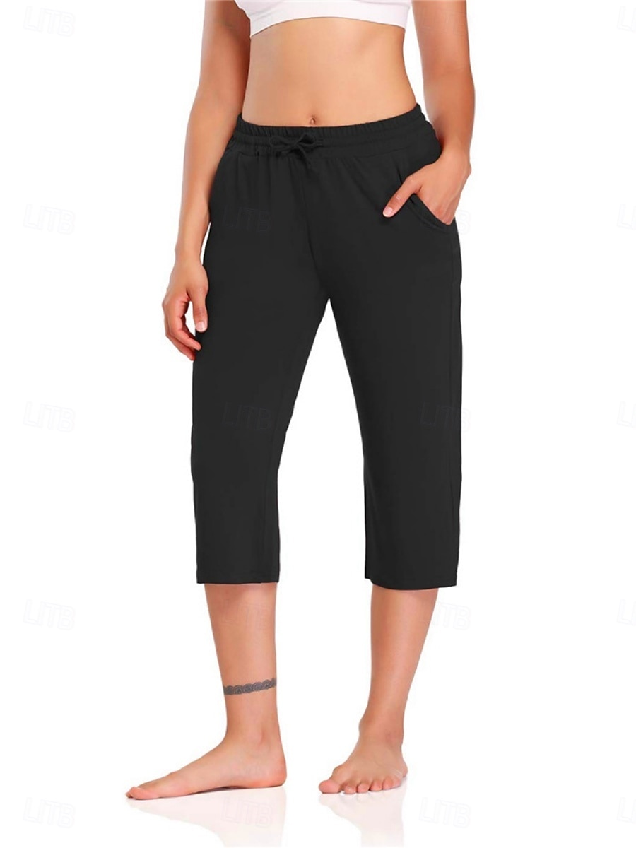 Per donna Chinos Dritto Vacanza Essenziale Casual Lunghezza al polpaccio Vita Alta Semplice Tasca Fascia Elastica Comodo Morbido Confortevole Elasticizzato All'aperto Streetwear blu navy Nero Grigio del 2026 a $22.99 –P2