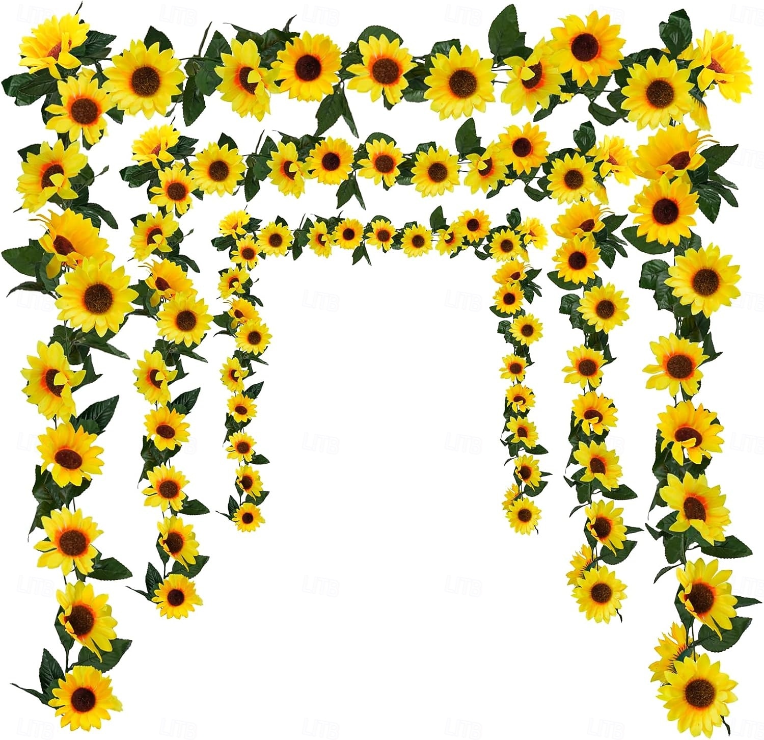 Confezione da 3 ghirlande di girasoli artificiali, 7,5 piedi/filo di girasoli di seta appesi, fiori rampicanti con foglie verdi per la stanza, la cucina, il giardino, il compleanno, il matrimonio, il del 2026 a $21.99 –P1