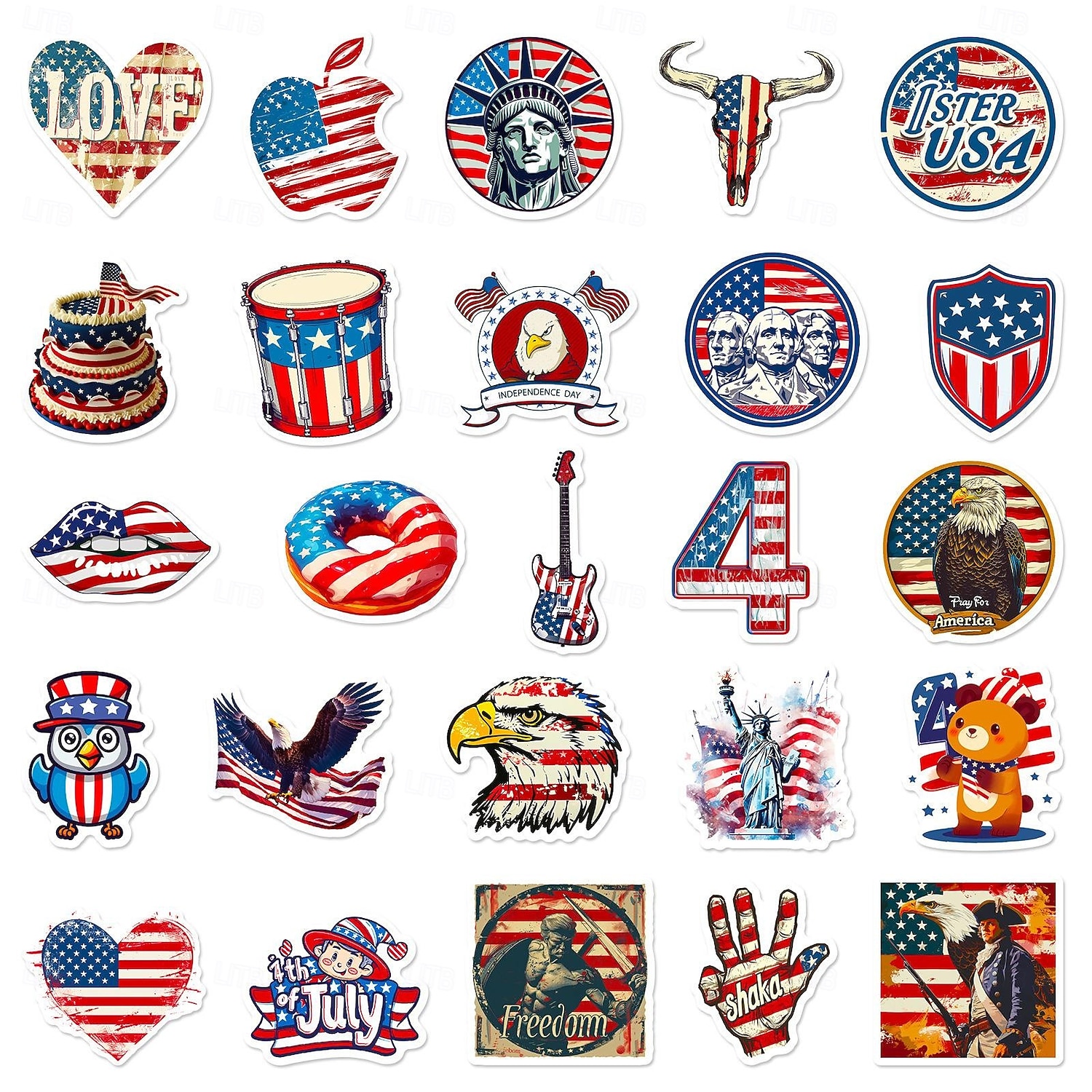 250 buc autocolante pentru sărbătoarea Zilei Independenței Americii, caiet graffiti DIY, skateboard, valiză, autocolante impermeabile, 5 pachete a câte 50 de hârtie artistică 2026 - $11.99 –P12