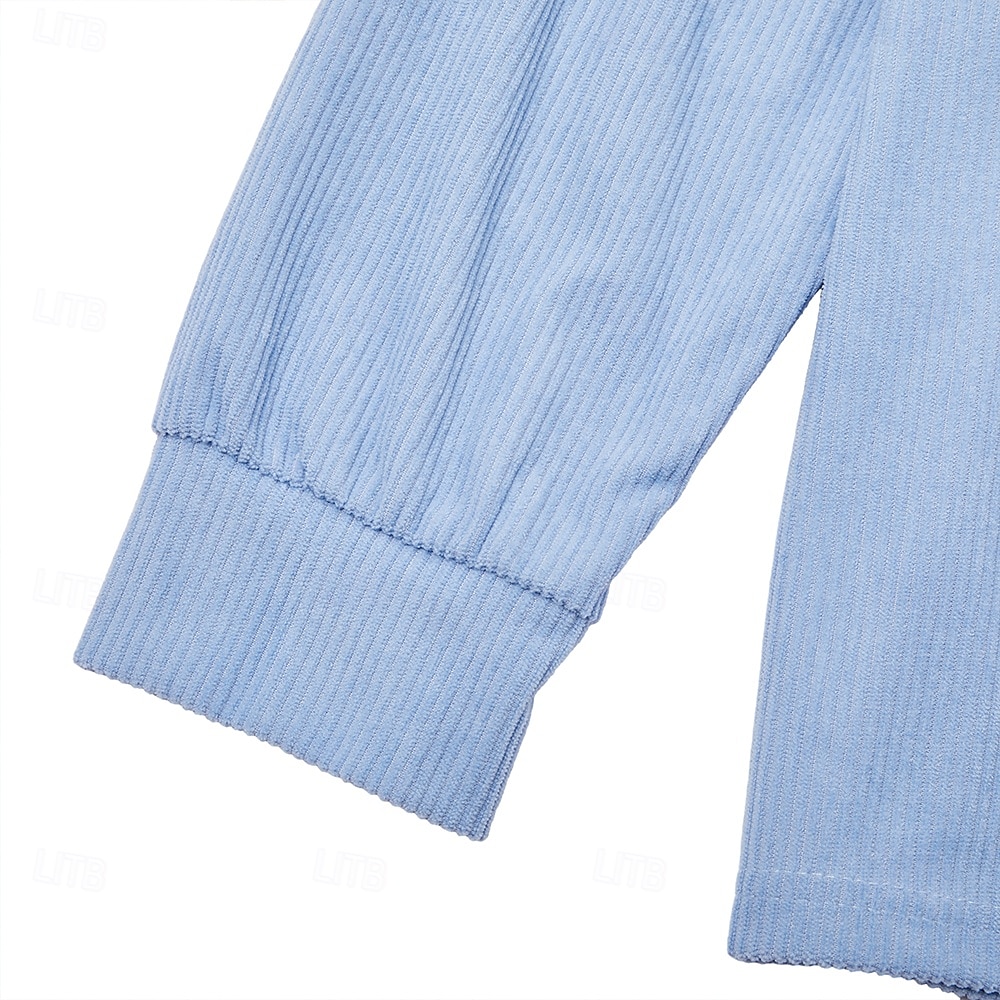 Муж. Вельветовая рубашка Футболка Рубашка с длинным рукавом Длинный рукав Молния Осень Зима Контрастных цветов Повседневные Текстурированный На каждый день 2026 - $25.99 –P4