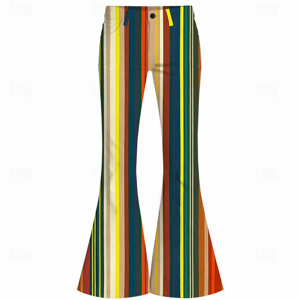 Retro Vintage Boho 1970er Hose Schlaghosen Hippie Disco Hohe Taille Gestreift Kostüm Herren Halloween Karneval Musikfestival Retro-Mottoparty Erwachsene Hose 2026 - $35.99 –P3
