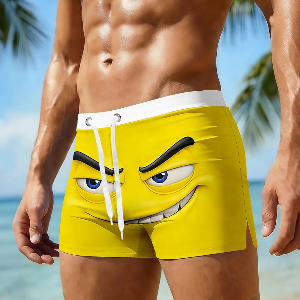 Herr 3D Print 3D-seriefigur Le ansikte Badshorts Boardshorts Medium Midja Hawaiisk Rolig Strandsemester Snörning med meshfoder Elastisk midja Designer Kläder 2026 - $16.99 –P1