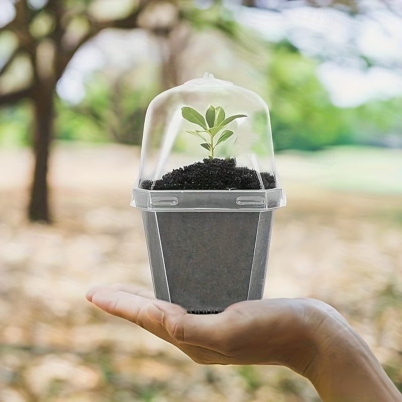 10pcs of Transparent Plant Seedling Pots with Humidity Domes, Square Plastic Containers with Lids And Bases, Breathable And Heat-Insulating, Suitable for Seedlings, Vegetables, Succulents 2026 - $20.99 –P4