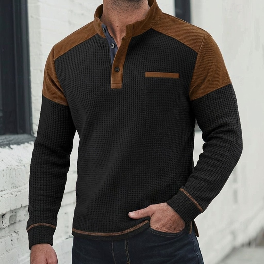 Herr Våffel T-shirt T-shirt Waffle Henley Shirt Långärmad Henley Vår & Höst Ensfärgat Traditionell / Vintage Ledigt Färgblock Slät Ledigt Hem Utomhus Marinblå Topp t-shirt för män 2026 - $22.99 –P6