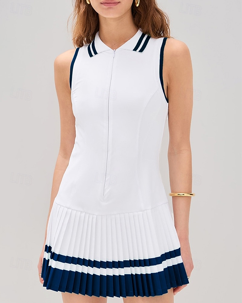 Γυναικεία Κουρελού Φόρεμα τένις με ενσωματωμένο σορτς και σουτιέν Αθλητικό φόρεμα Αμάνικο Κουμπώσου Τσέπη Ελαστικό Σκούπισμα ιδρώτα Αναπνέει Τέννις Τρέξιμο Καταλληλότητα Περιλαίμιο Polo Φορέματα 2026 - $50.99 –P5