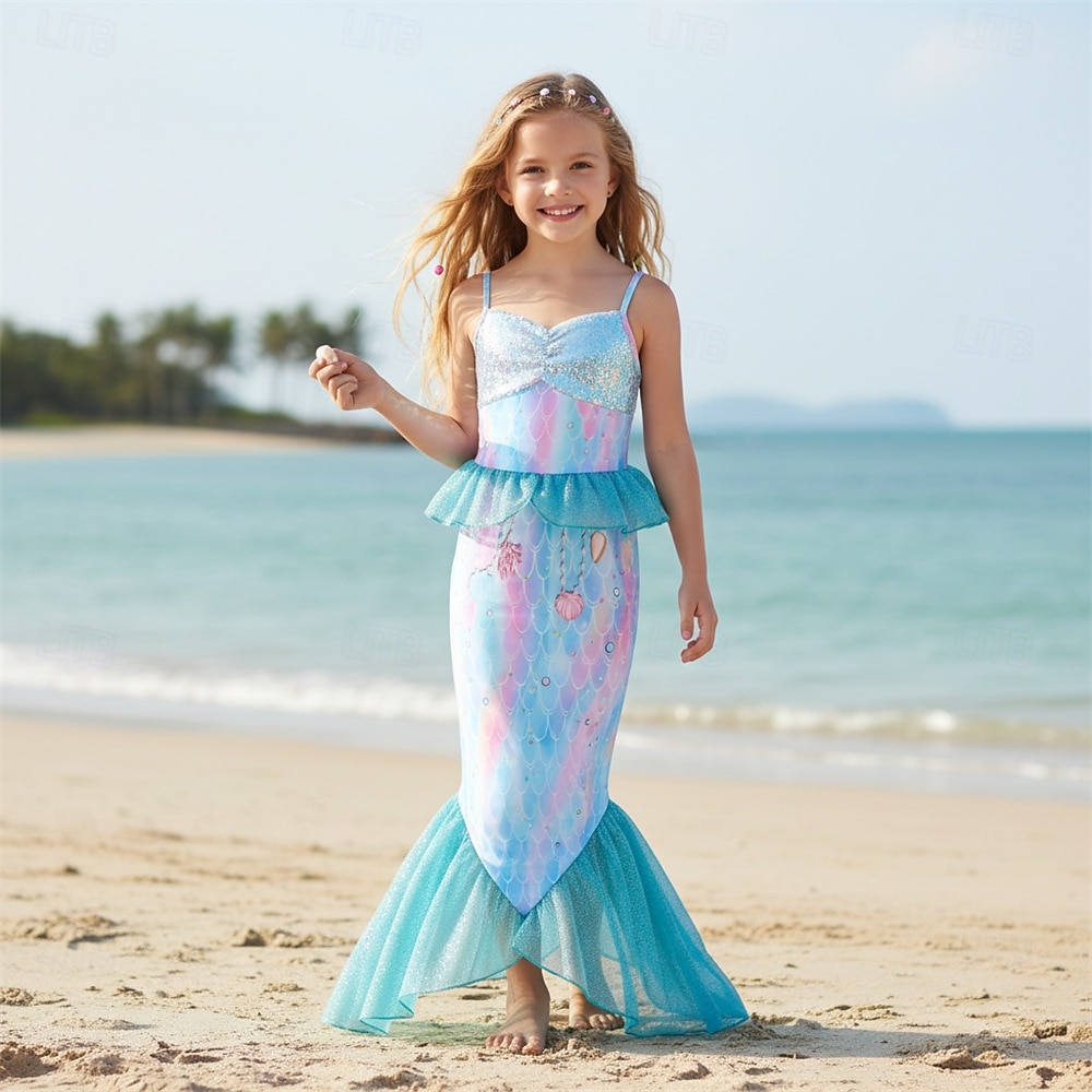 sereia Princesa sereia Vestidos Fantasia de festa temática Fantasias for Para Meninas Crianças Carnaval Baile de Máscaras Festa Feriado de 2026 por $23.99 –P1