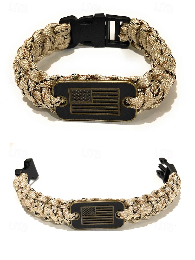 USA 250. Jubiläum Männer Amerikanische Flagge Paracord Armband Langlebiges Polyester- und Legierungsmaterial Verstellbare Größe Perfekt für Unabhängigkeitstag alltägliche Freizeitkleidung 2026 - $7.99 –P7