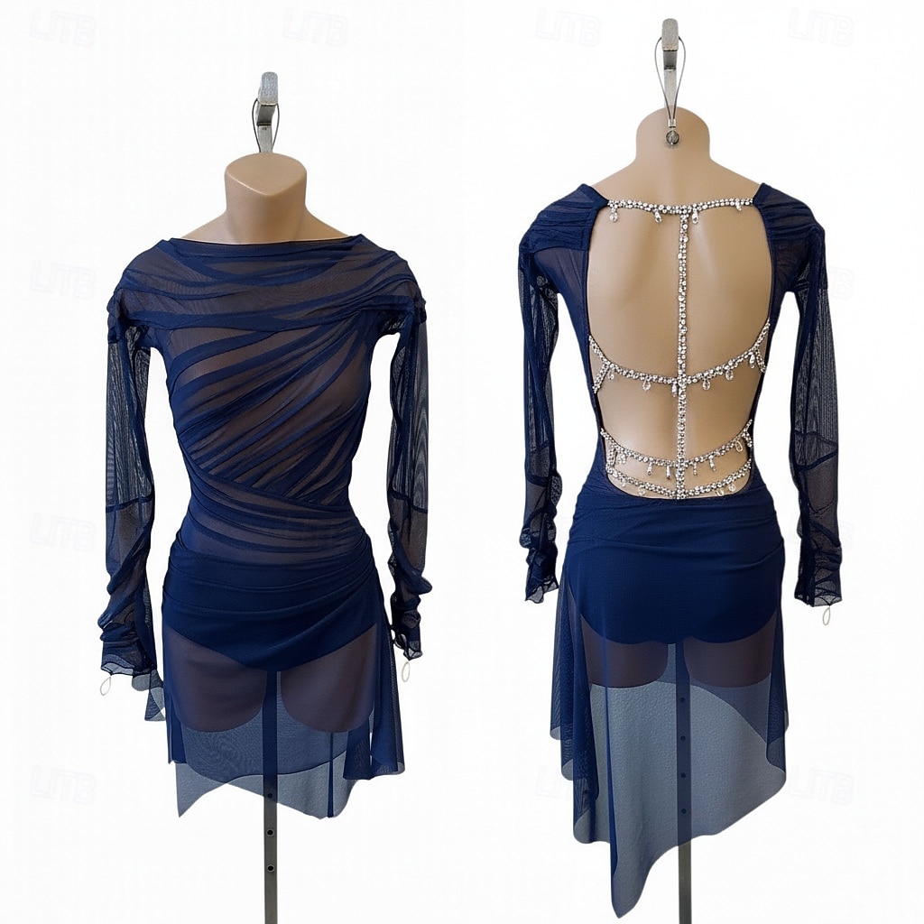 Φόρεμα για φιγούρες πατινάζ Γυναικεία Patinaj Φορέματα Βαθυγάλαζο Κουρελού Άνοιγμα πίσω Υψηλή Ελαστικότητα Εκπαίδευση Ανταγωνισμός Ενδυμασία πατινάζ Κλασσικά Κρύσταλλο / Στρας Μακρυμάνικο 2026 - $267.79 –P1