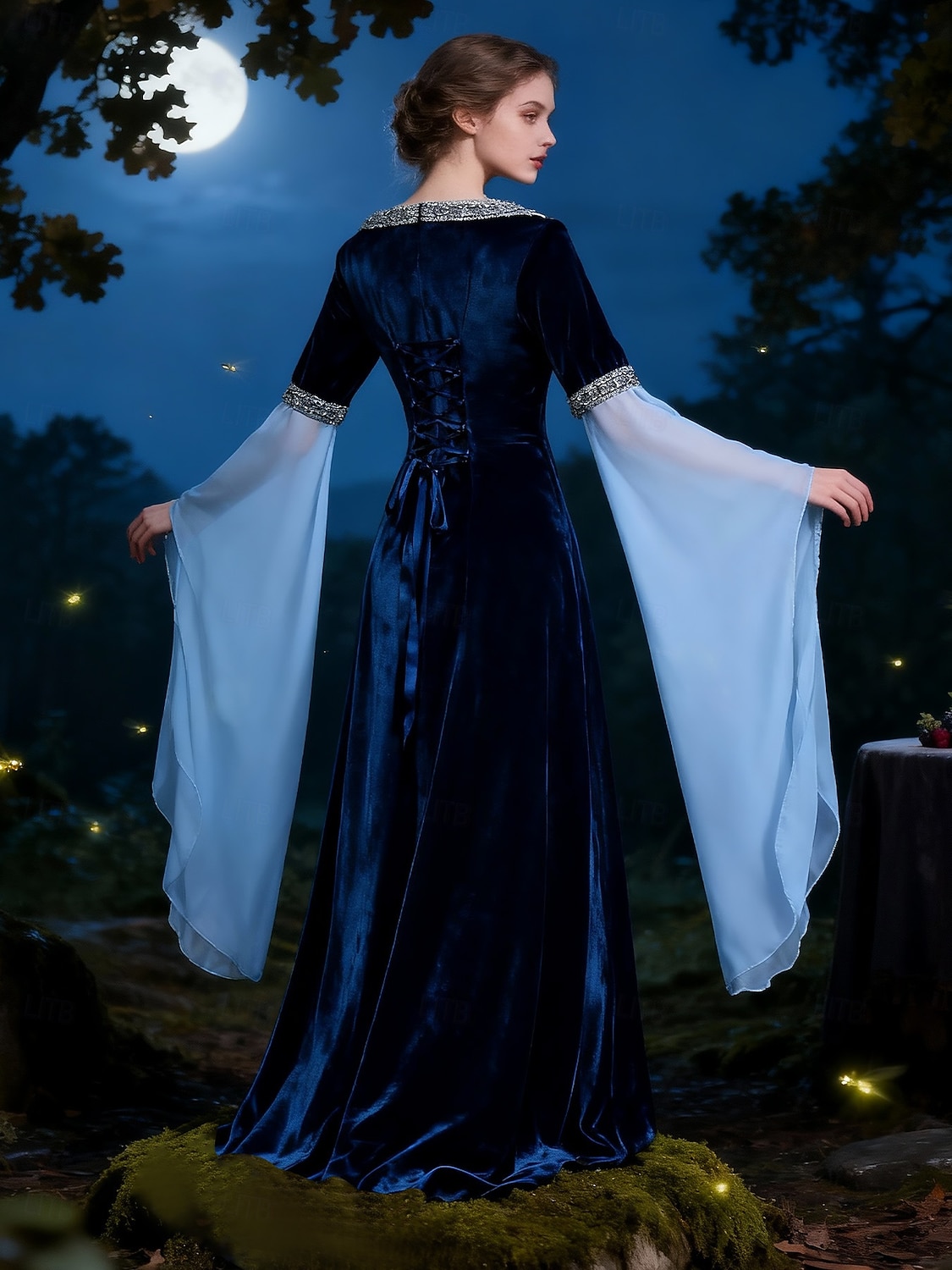 Medieval Renaissance Dress Fancy Costume Long Sleeves Elf Celtic Knight ...