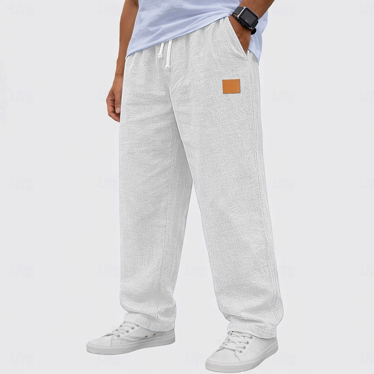 Herren Leinenhosen Hose Sommerhose Baggy-Hosen Freizeithose Kordelzug Elastischer Bund Gerader Schnitt Einfach Komfort Atmungsaktiv Volle Länge Täglich Outdoor Ferien Mode Klassicher Stil Schwarz Weiß 2026 - $22.99 –P5