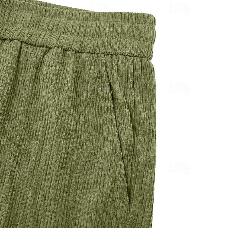 Homens Shorts de verão Shorts de praia Shorts casuais Shorts de veludo cotelê Com Cordão Cintura elástica Côr Sólida Conforto Respirável Comprimento do joelho Diário Ao ar livre Feriado Férias Moda de 2026 por $20.99 –P16