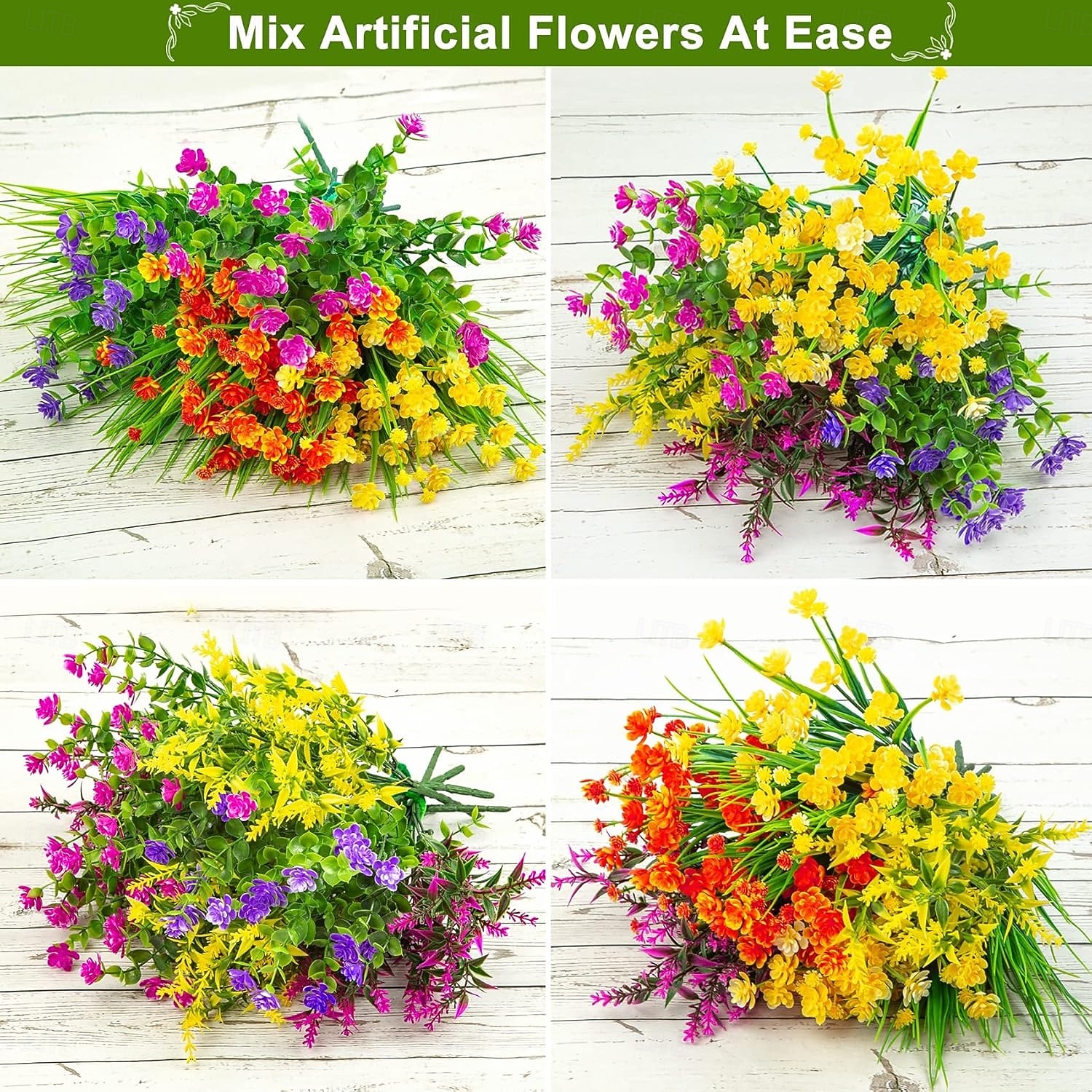 2026年 16束の造花、屋外用、フェイクプラスチック植物、フェイク低木、緑の小麦草、紫外線耐性、春夏、庭、パティオ、窓、ボックス、オフィス、テーブル、キッチン、ホームデコレーション  コレクション – $21.99 –P3