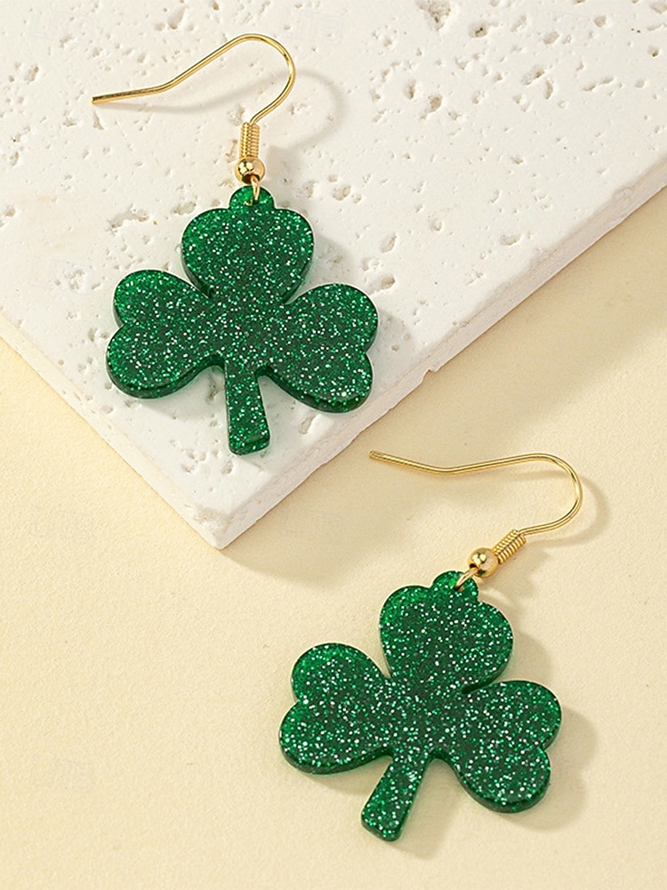 Dámské třpytivé visací náušnice s trojlístkem, lehké akrylové visací náušnice, slavnostní šperky ve stylu irského jetele pro ženy, ideální na průvod ke Dni svatého Patrika, večírky a sváteční nošení. 2026 - $7.99 –P3