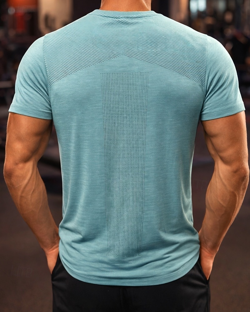 Hombre Color sólido Camiseta Running Camiseta Compresión Camisa atlética Top deportivo Verano Manga Corta Secado rápido Dispersor de humedad Transpirable Entrenamiento de gimnasio Paseo Correr Azul 2026 - $18.99 –P2