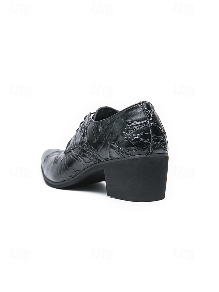 Pantofi eleganți bărbătești din piele ecologică maro cu model de crocodil, pantofi de mireasă premium pentru miri și invitați preocupați de modă 2026 - $54.99 –P10