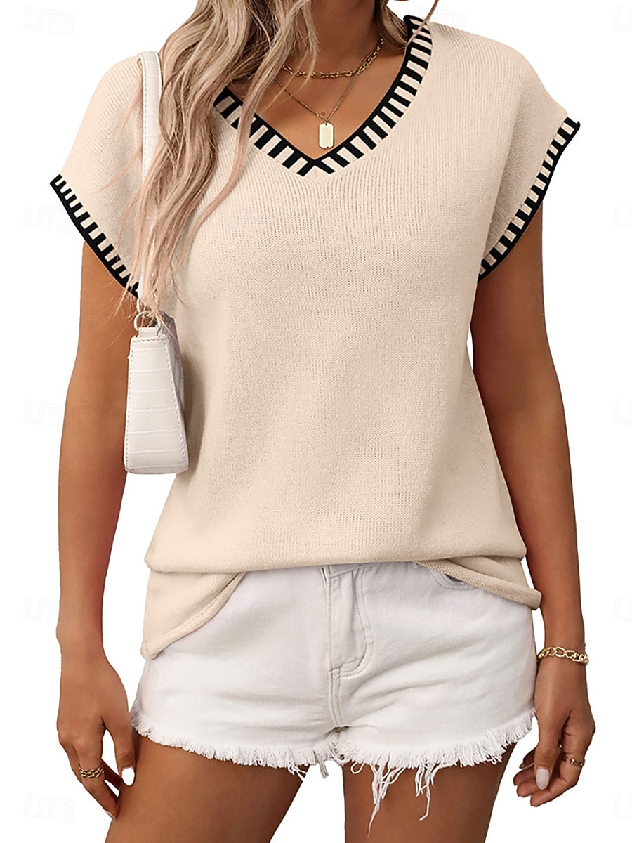 Γυναικεία Πουλόβερ Κομψό Μοντέρνα Κομψό στυλ street Συμπαγές Χρώμα Λαιμόκοψη V Πλεκτό Κοντομάνικο Κανονικά μπλουζάκια Πλέκω Καθημερινά ΕΞΩΤΕΡΙΚΟΥ ΧΩΡΟΥ Σαββατοκύριακο Μαύρο Ανθισμένο Ροζ 2026 - $27.99 –P8