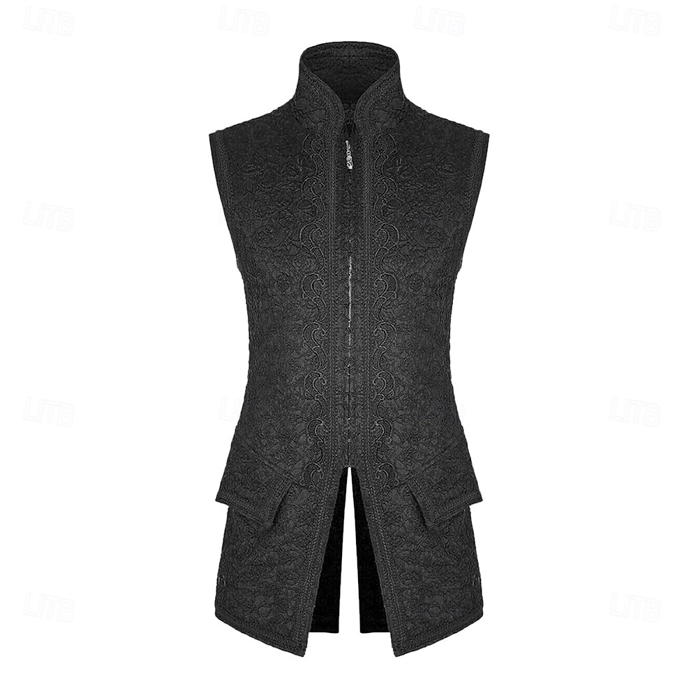 Gothic Victorian Medieval Vest Sleeveless Prince Vampire Gentleman Zip-Up Fancy Dress Men's Halloween Carnival Masquerade Renaissance Fair LARP Retro Theme Party Adults' Vest 2026 - $57.99 –P2